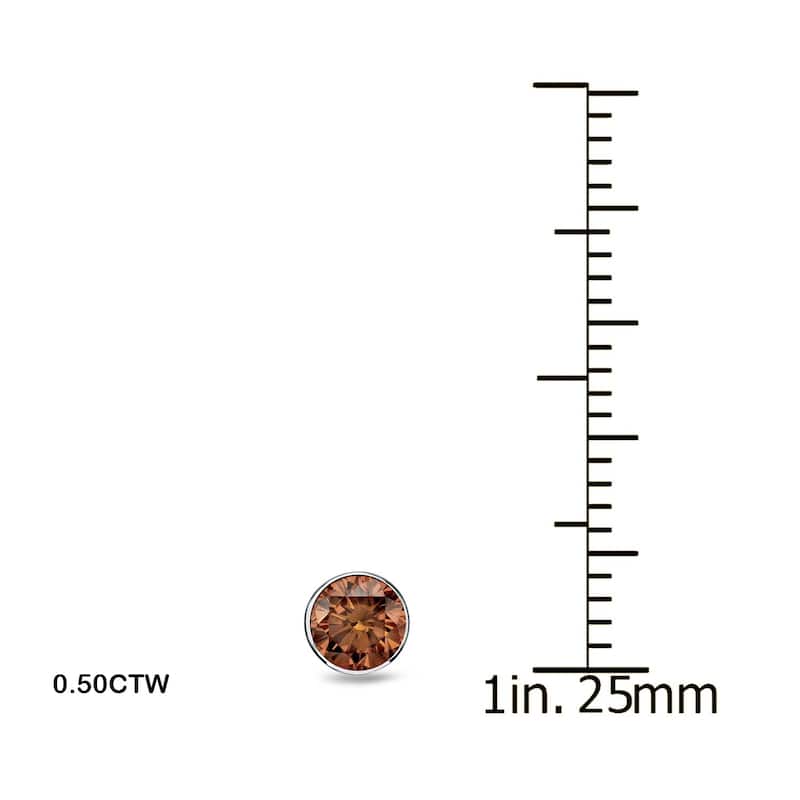 Auriya 14k Gold 1/2ct to 2ctw Brown Diamond Stud Earrings Bezel-set (SI1-SI2) - 0.50ctw