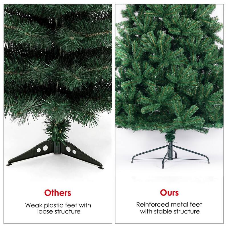 7.5Ft Christmas Tree,Full Natural Spruce Fir Tree,Metal Base - Home Christmas Holiday Ornaments