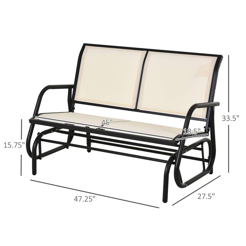 Patio Double Swing Rocking Chair Loveseat w/Powder Coated Steel Frame for Backyard Garden Porch
