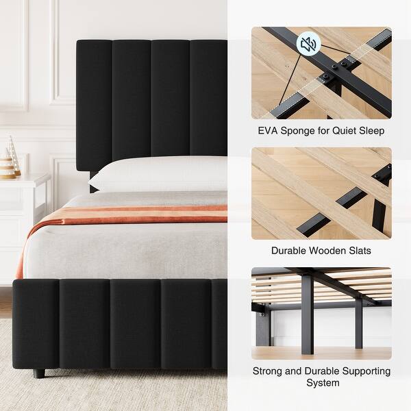 Queen Size Bed Frame with 4 Storage Drawers