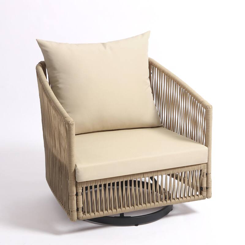 3-piece Cushioned Swivel Patio Wicker Furniture Set Outdoor Rattan Bistro Set
