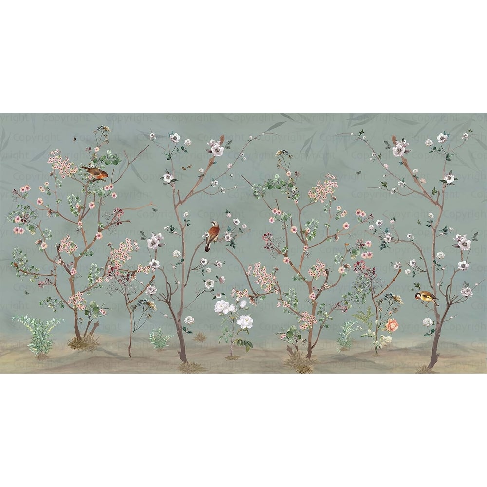 Hand-Painted Serene Floral Symphony Wallpaper Mural