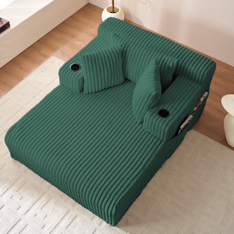 Mixoy Corduroy 51"Chaise Lounge 1-Seater Sofa Chair With Storage