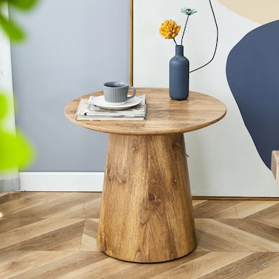 Wood Grain Mdf Round Coffee Table,Wood Grain Texture Sticker,Exquisite Wood Grain Surface,Round Tabletop Design.