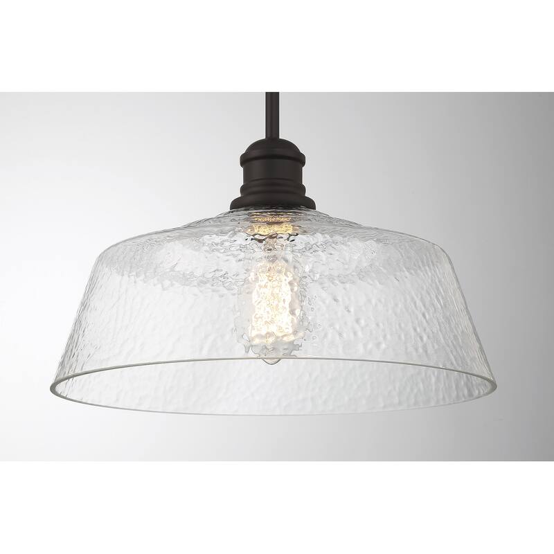 Bellevue SH7023 15" Wide Pendant with Hammered Glass Shade
