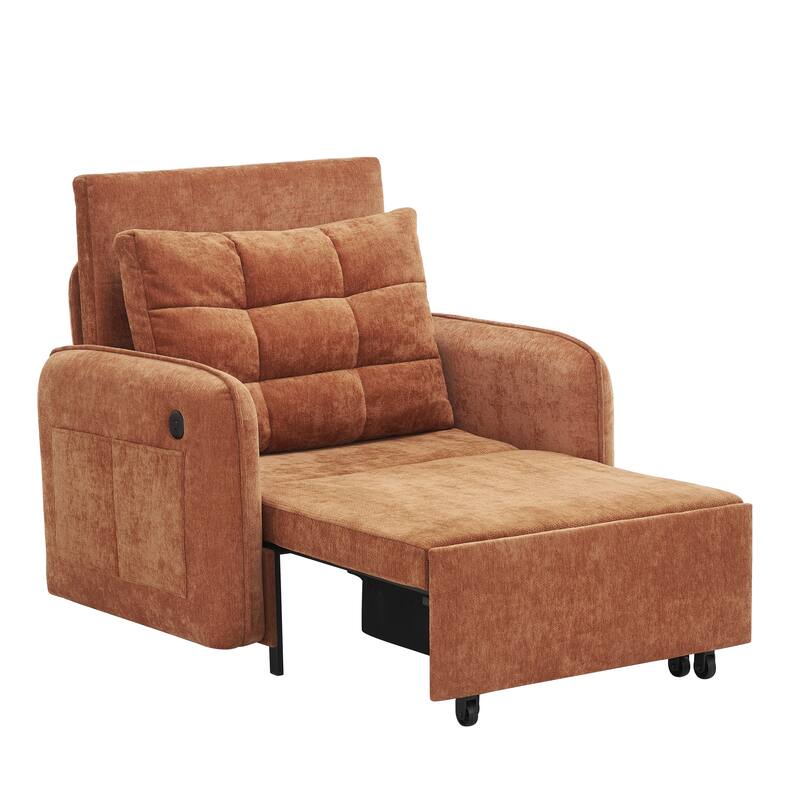 3-in-1 Multi-functional Tufted Chenille Lounge with Storage Space by Harper&Bright Designs
