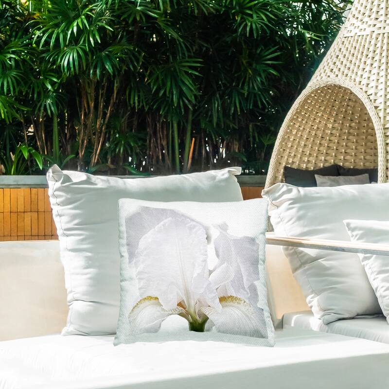 Stupell White Iris Close Up Printed Outdoor Throw Pillow Design by Nan