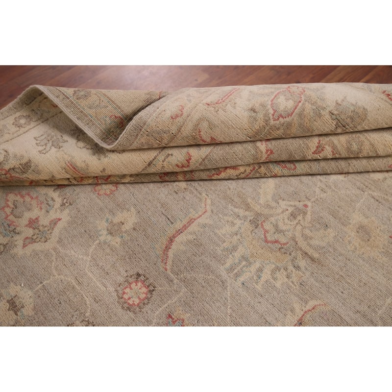 Hand Knotted Oriental 100% Wool Carpet Transitional All-Over Beige & Ivories Oushak Area Rug - 10' 2'' X 8' 2''