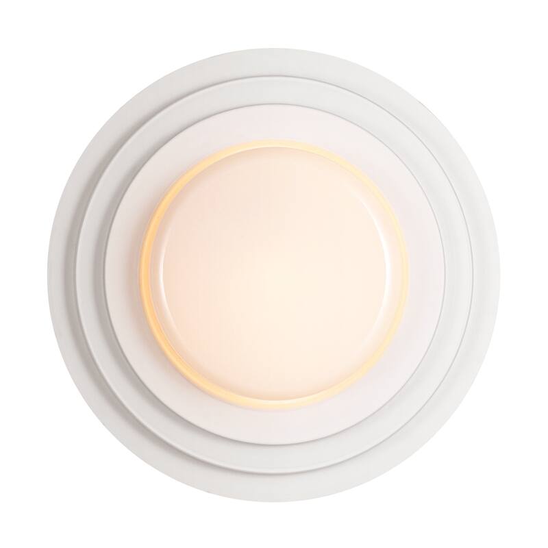 11.8" W Modern Minimalist White Cake-Shaped Tiered Milk Glass Shade Wall & Ceiling Light for Bedroom, Hallways