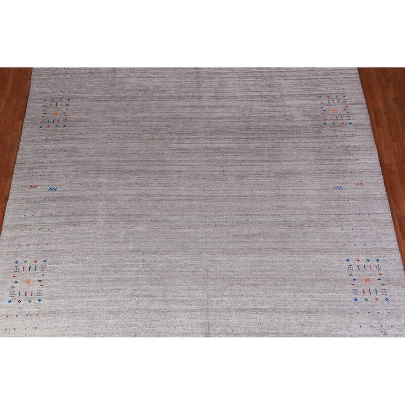 Gray Gabbeh Indian Area Rug Handmade Bedroom Wool Carpet - 9'0" x 12'0"