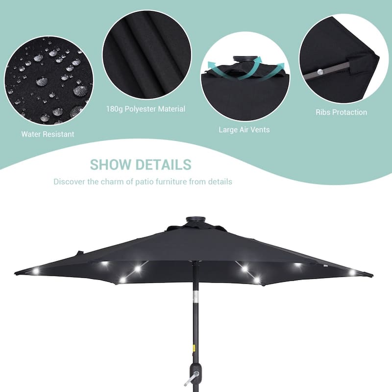 Bonosuki 7.5Ft LED Patio Market Umbrella Outdoor Table Umbrella