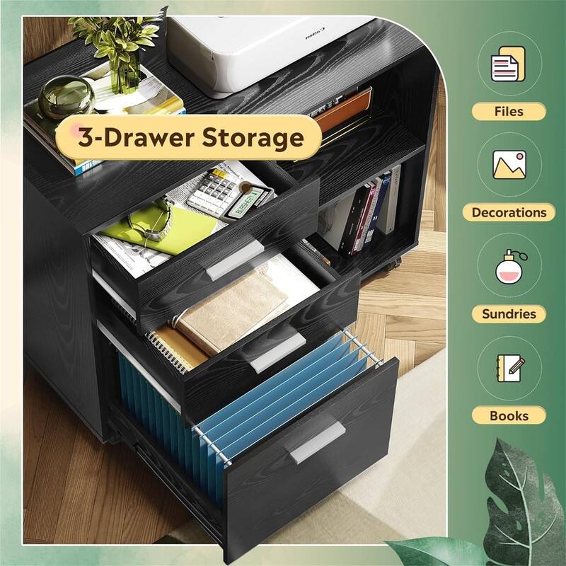 3-Drawer Wood File Cabinet - 15.7"D x 31.3"W x 24.7"H