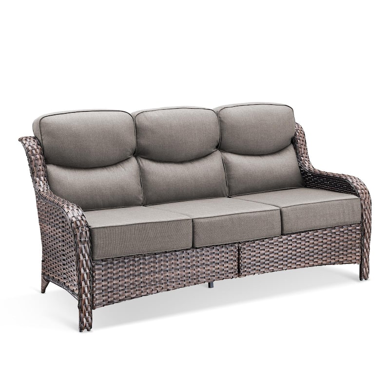 Outdoor Sofa PE Rattan Patio Sofa - 3-Seat Sofa