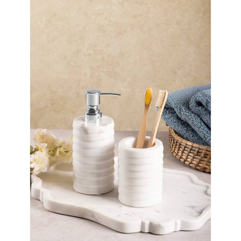 Raavi Marble Lotion Dispenser & Tumbler Set