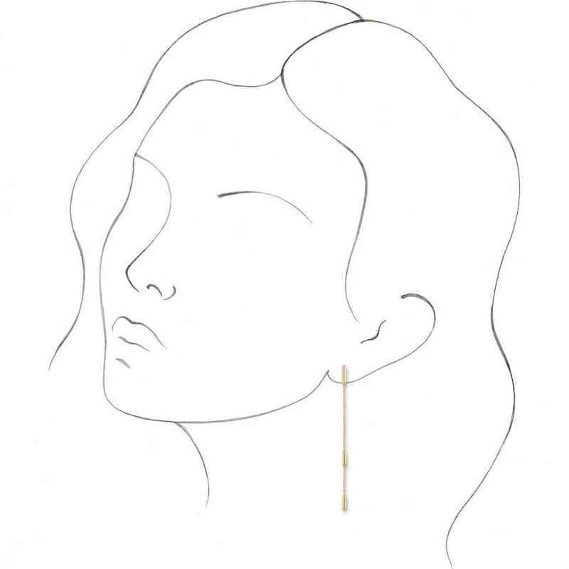 Curata 14k Yellow Gold Polished Bar Chain Earrings 68.3x2.1 mm