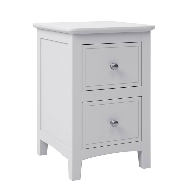 2 Drawers Solid Wood Nightstand End Table