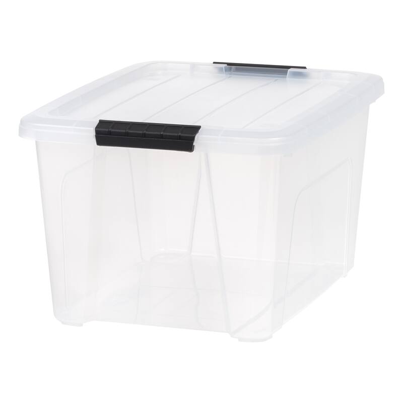 IRIS USA® Buckled Clear Box 32 Qt Buckle Lid - Clear - Set of 4