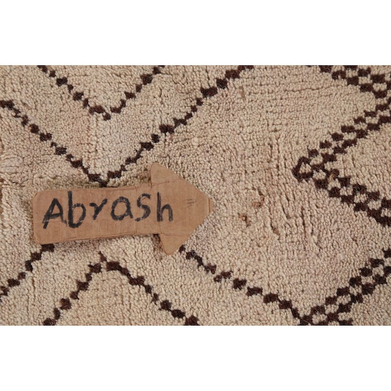 Hand Knotted Oriental 100% Wool Carpet Modern Geometric Beige & Ivories Moroccan Area Rug - 8' 0'' X 5' 0''