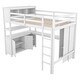 preview thumbnail 12 of 16, Wood Full Size Loft Bed Frame with Cabinet, Bookshelf and Wardrobe
