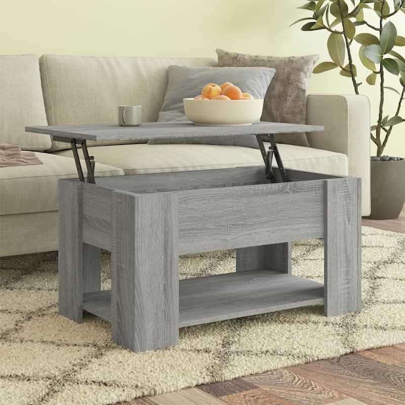 vidaXL Coffee Table Lift Top End Table Accent Side Sofa Table Engineered Wood - 31.1" x 19.3" x 16.1" - Gray sonoma