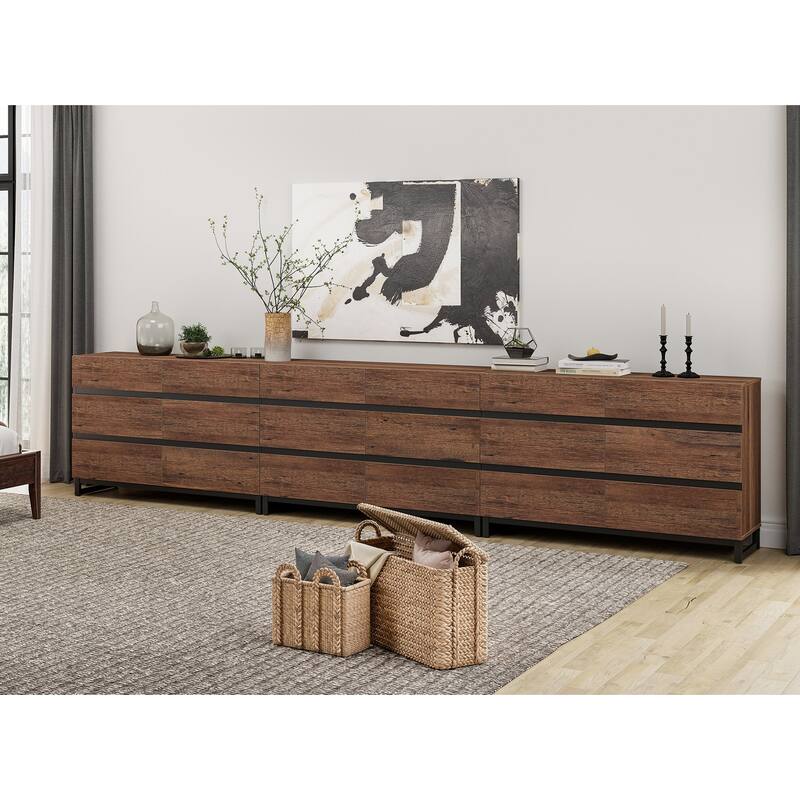 WAMPAT Modern TV Stand for TVs up to 110 inch, Entertainment Center with Drawers , Wood Media TV Console for Living Room