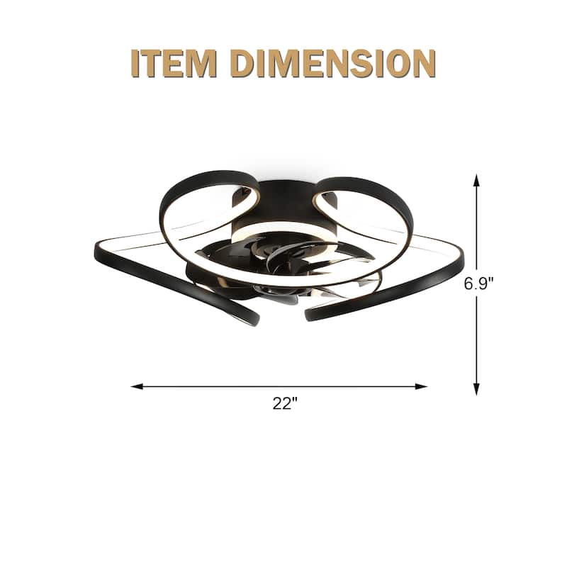 Bella Depot 22“ Low Profile Ceiling Fan with Dimmable Light, 6-Speed Reversible Flush Mount Ceiling Fan with APP Control
