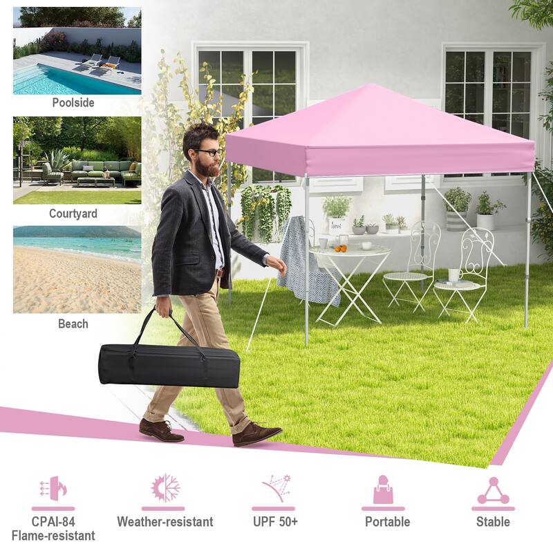 Gymax 6.6x6.6 FT Folding Pop-up Canopy w/ 6.2-8 Height Adjustment