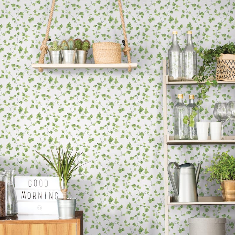 Galerie Wallcoverings Just Kitchens Just Ivy Leaf Trail Vinyl on Non-woven Matte Wallpaper Roll