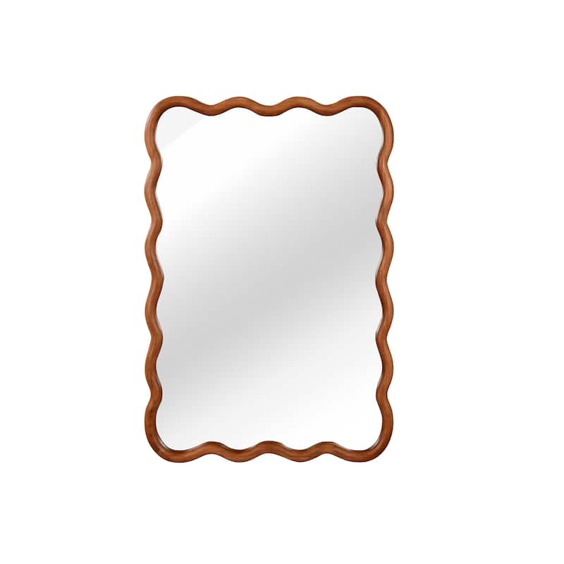 20"x30" Wavy Rectangle Solid Wood Frame Decorative Mirror