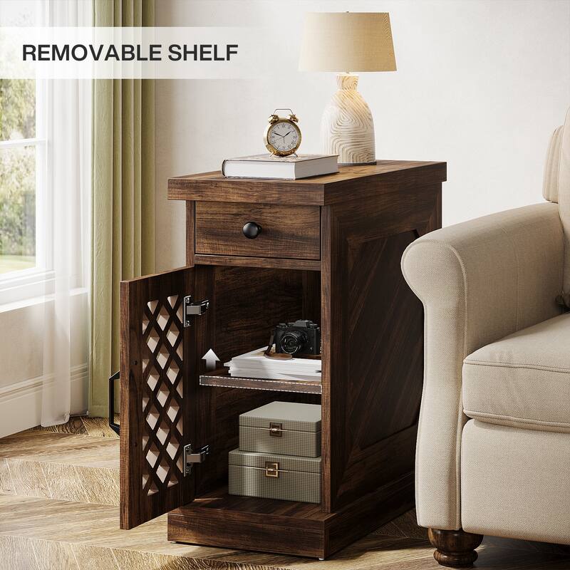 25.6 Inches Tall Wood End Table, Nightstand for Bedroom, Rustic Brown - 23.6" L x 11.8" W x 25.6" H
