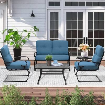 SUNCROWN 5-Piece Outdoor Metal Furniture Conversation Patio Set