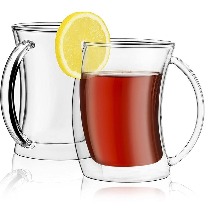 JoyJolt Caleo Insulated Coffee/ Tea Mugs, Double Wall Glasses, Set of 2 10 oz