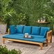 preview thumbnail 3 of 27, Long Beach Outdoor Extendable Acacia Wood Daybed Sofa by Christopher Knight Home Teak Finish+Dark Teal