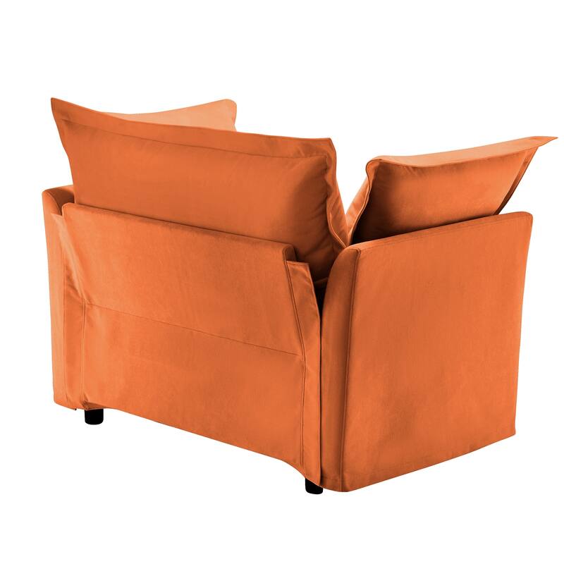 Slip-covered Armchair with Cushions and Pillows, Chenille, Orange