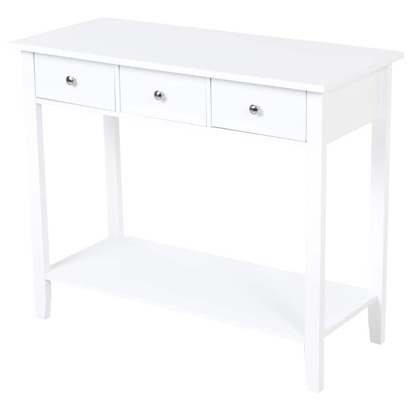 HOMCOM Console Table Industrial Desk with Drawer Bottom Shelf & Large Tabletop for Pictures, Great for the Entryway