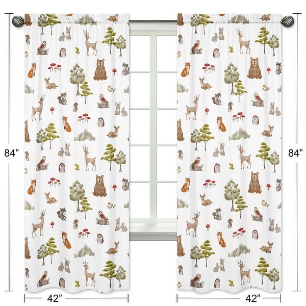 Sweet Jojo Designs Woodland Forest Animals Boy Girl Gender Neutral Unisex 84in. Window Treatment Curtain Panel Drapes Pair Bear