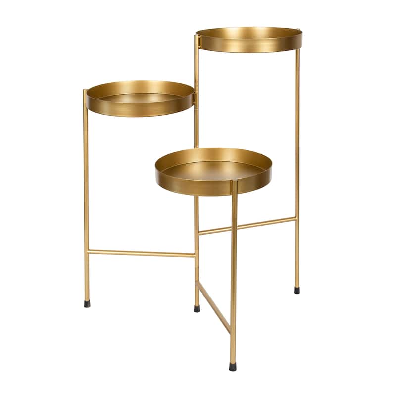 Kate and Laurel Finn Metal 3-tier Modern Plant Stand - 16x21x30 - Satin Gold