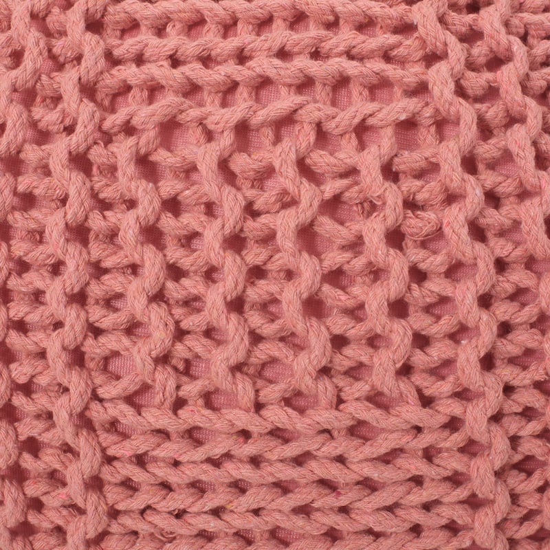 Hortense Indoor Cotton Knitted Round Pouf by Christopher Knight Home