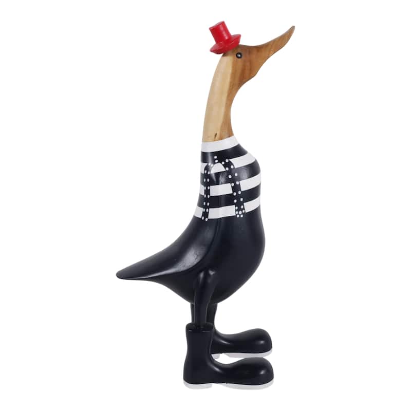 Decorative Wooden Duck Figurine Sculpture - 16.0"