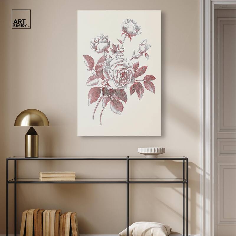 Breezy Red Pencil Blooms II Canvas by Art Remedy, Gallery Wrapped