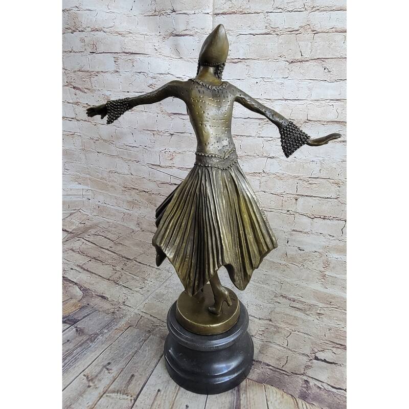 Bruno Zach Clic Captive Dancer Bronze Sculpture Art Nouveau Marble Base Gift