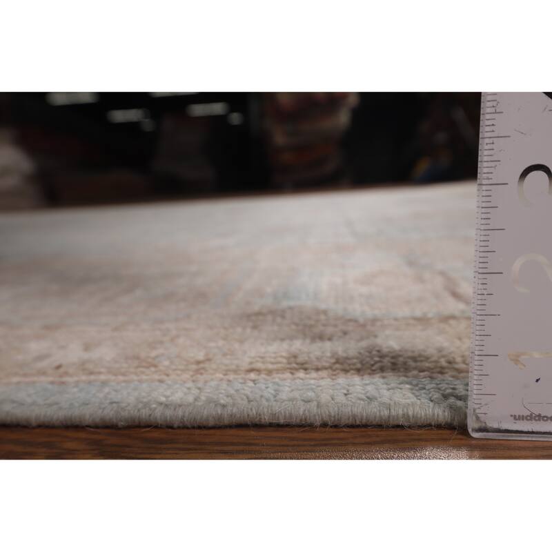 Blue Oushak Vegetable Dye Turkish Area Rug Hand-Knotted Wool Carpet - 8'2"x 10'3"