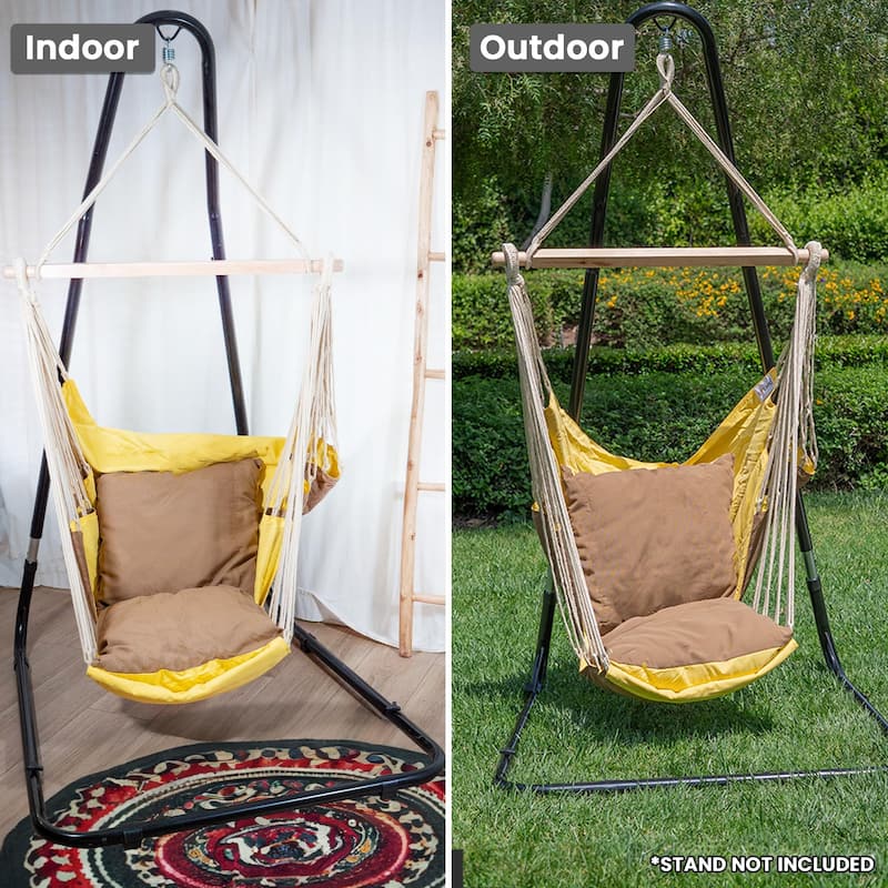 Sereno Hammock Chair Hanging Porch Swing Indoor Outdoor Lounger for Bedroom & Patio - 78 x 47 in