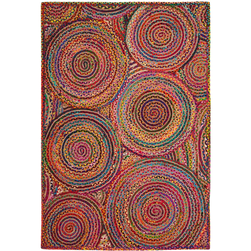 SAFAVIEH Handmade Cape Cod Eulogia Coastal Jute Rug - 5' x 8' - Red/Multi