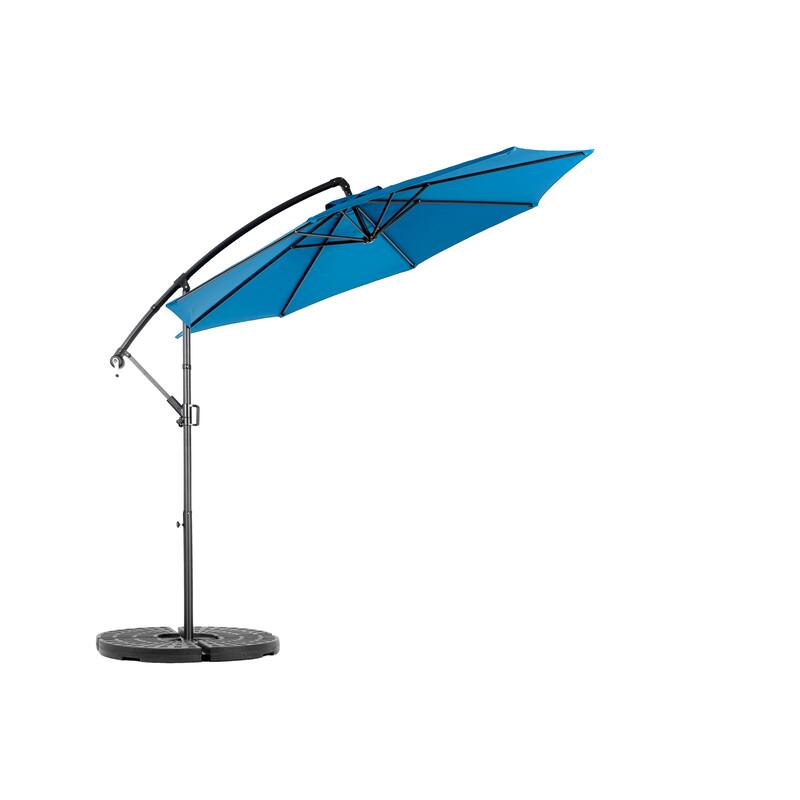 Hanging Patio Umbrella Polyester Parasol with Tilt Adjustment 8 Ribs, for Backyard Poolside - (Dark Green)