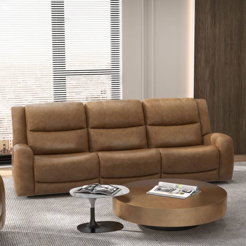 Furniture of America Rhea 3-Piece Brown Leather Reclining Sofa Set