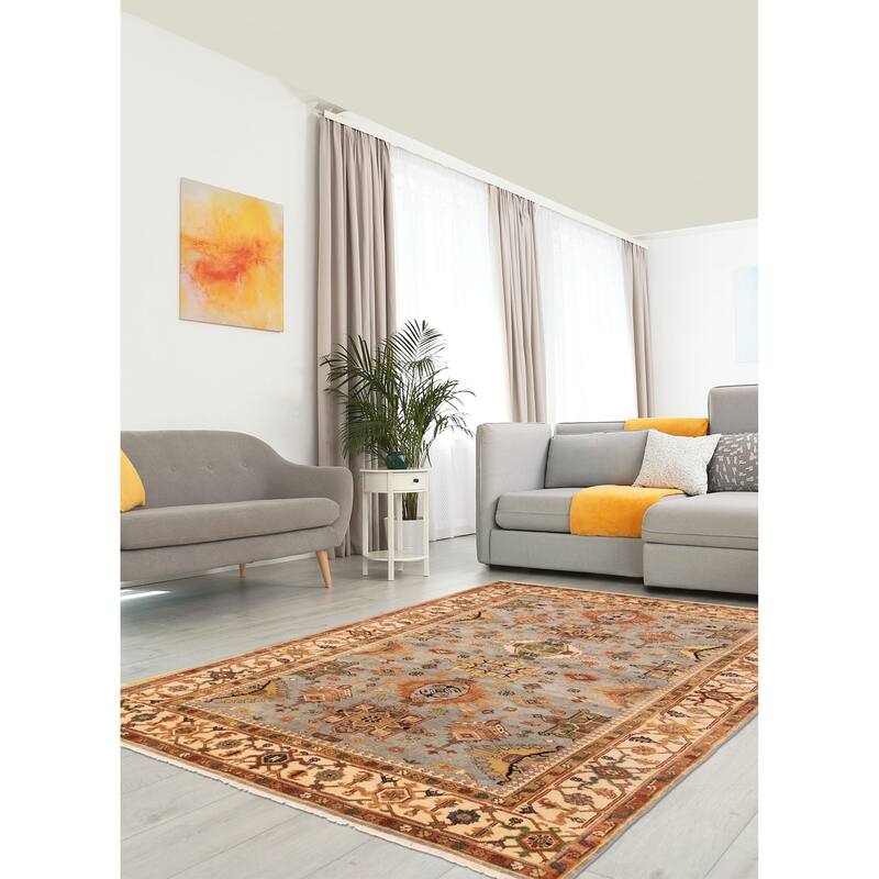 ECARPETGALLERY Hand-knotted Jules Sultane Grey Wool Rug - 6'0 x 8'11