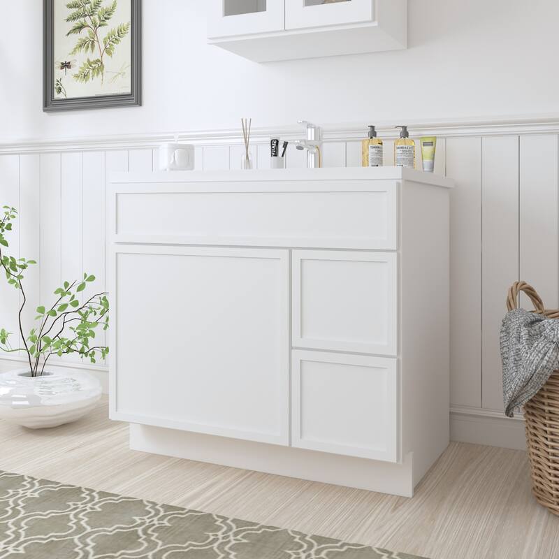 Vanity Art 36" Freestanding Single Base 2 Drawers Storage Cabinet with Soft Close Door