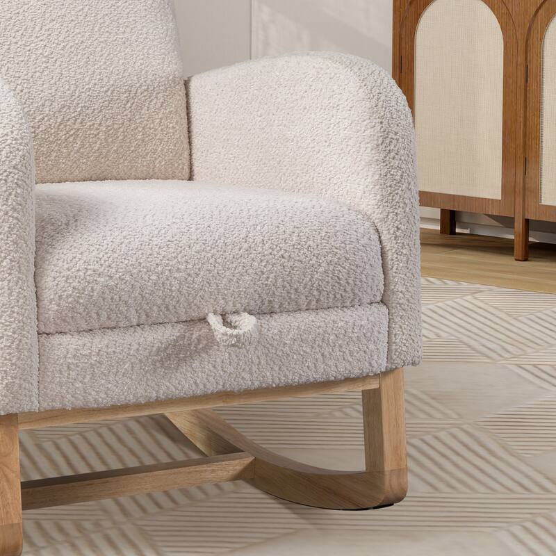 High Back Rocking Chair with Retractable Footrest