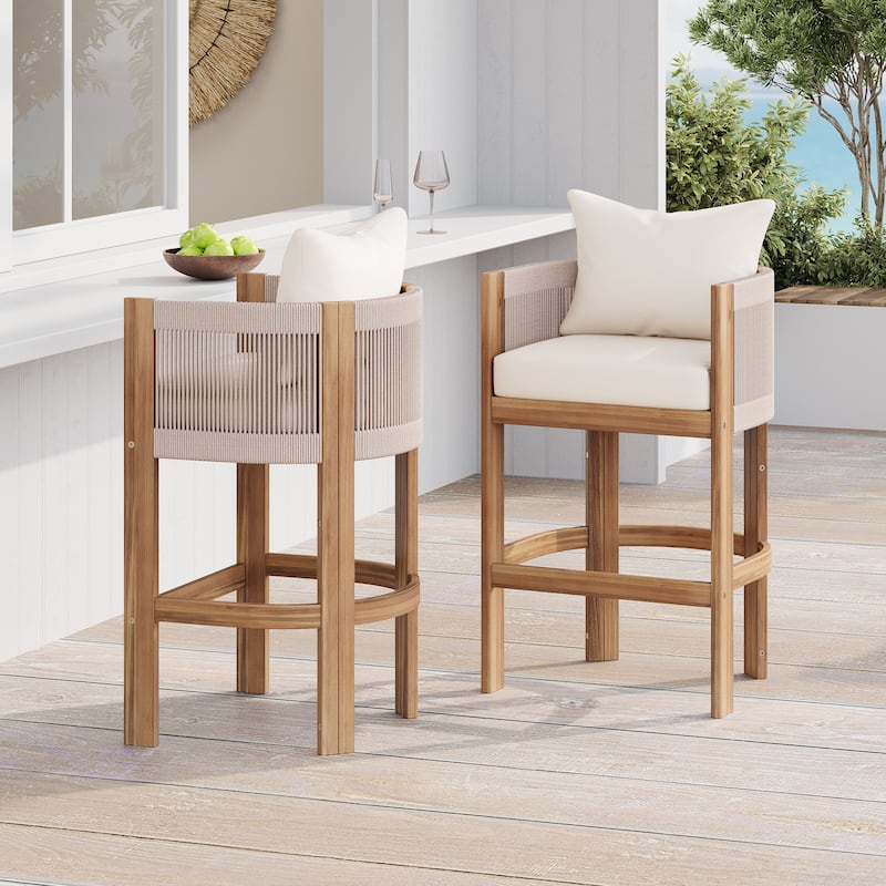 Christopher Knight Home - Martinez Outdoor Acacia Wood Barstools (Set of 2)